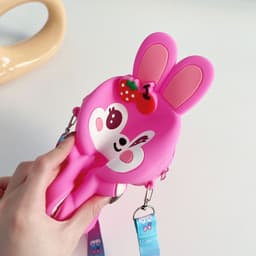 [Lớn. vừa điện thoại] Túi đeo chéo silicon thỏ dâu thời trang đựng bao lì xì, mỹ phẩm, điện thoại, làm quà tặng bé gái 4