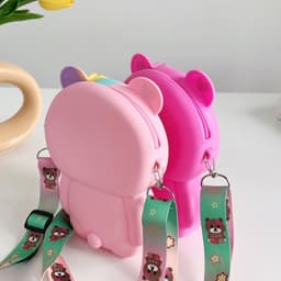 Túi đeo chéo silicon lớn hình gấu dâu bong bóng popit thời trang làm quà tặng bạn gái đựng bao lì xì 2