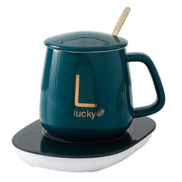 Cốc Hâm Nóng LucKy , Bộ ly sứ kèm đế điện hâm nóng trà, cafe, hâm sữa + Tặng kèm thìa vàng, hộp sang trọng 7