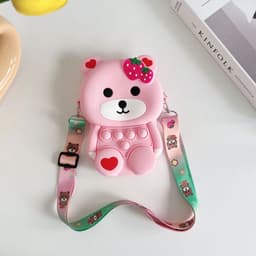 Túi đeo chéo silicon lớn hình gấu dâu bong bóng popit thời trang làm quà tặng bạn gái đựng bao lì xì 7