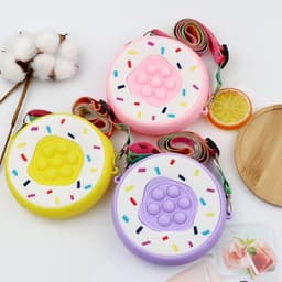 [mới] Túi xách đeo chéo silicon hình bánh donut tròn làm quà tặng bạn gái đựng bao lì xì mỹ phẩm 2