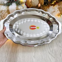 Đĩa bò né - Đĩa hấp cá - Đĩa Hột Xoài Inox không gỉ loại dày size 40 x 25 x 3 cm 6