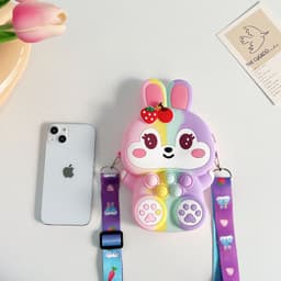 [Lớn. vừa điện thoại] Túi đeo chéo silicon thỏ dâu thời trang đựng bao lì xì, mỹ phẩm, điện thoại, làm quà tặng bé gái 3