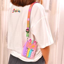 Túi đeo chéo silicon pony kỳ lân bong bóng pop it cho bé gái quà tặng tết đựng bao lì xì, túi tỏi 8