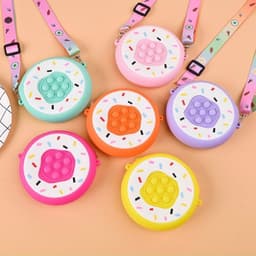 [mới] Túi xách đeo chéo silicon hình bánh donut tròn làm quà tặng bạn gái đựng bao lì xì mỹ phẩm 3