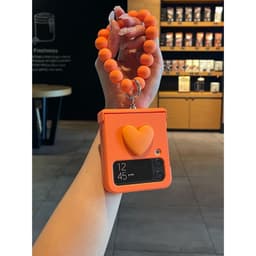 [CÓ SẴN] Nhiều màu - Ốp Z Flip 8 - Flip6 - Z Flip5 - Z Flip7 5G kèm thanh bảo vệ bản lề charm tim và dây phối xinh xắn 4