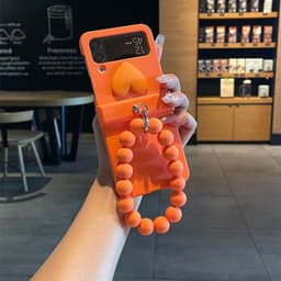 [CÓ SẴN] Nhiều màu - Ốp Z Flip 8 - Flip6 - Z Flip5 - Z Flip7 5G kèm thanh bảo vệ bản lề charm tim và dây phối xinh xắn 6