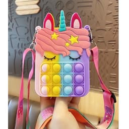 Túi đeo chéo silicon pony kỳ lân bong bóng pop it cho bé gái quà tặng tết đựng bao lì xì, túi tỏi 5