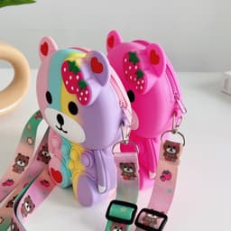 Túi đeo chéo silicon lớn hình gấu dâu bong bóng popit thời trang làm quà tặng bạn gái đựng bao lì xì 6