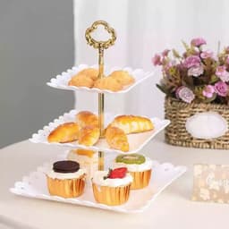 Khay mứt 3 tầng bằng nhựa, Khay đựng bánh kẹo mứt hoa quả 3 tầng decor, 4