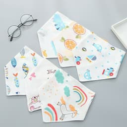 Set 5 Chiếc Khăn Yếm Tam Giác  Vải Xô 4 Lớp  Xuất Nhật Có Cúc Bấm Cho Bé 4