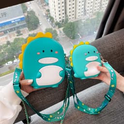 [Lớn, vừa điện thoại] Túi xách đeo chéo silicon hình khủng long dino, thời trang dễ thương bì lì xì 5