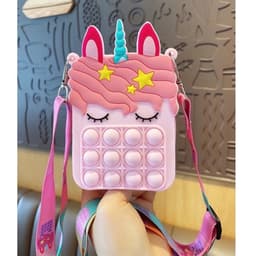 Túi đeo chéo silicon pony kỳ lân bong bóng pop it cho bé gái quà tặng tết đựng bao lì xì, túi tỏi 4