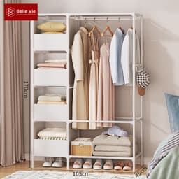 Tủ Treo Quần Áo Bằng Kim Loại TIEM Kệ, Tủ Treo Quần Áo Láp Ráp Tiện Lợi Thông Minh Dễ Dàng TQAS 6