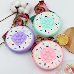 [mới] Túi xách đeo chéo silicon hình bánh donut tròn làm quà tặng bạn gái đựng bao lì xì mỹ phẩm 9