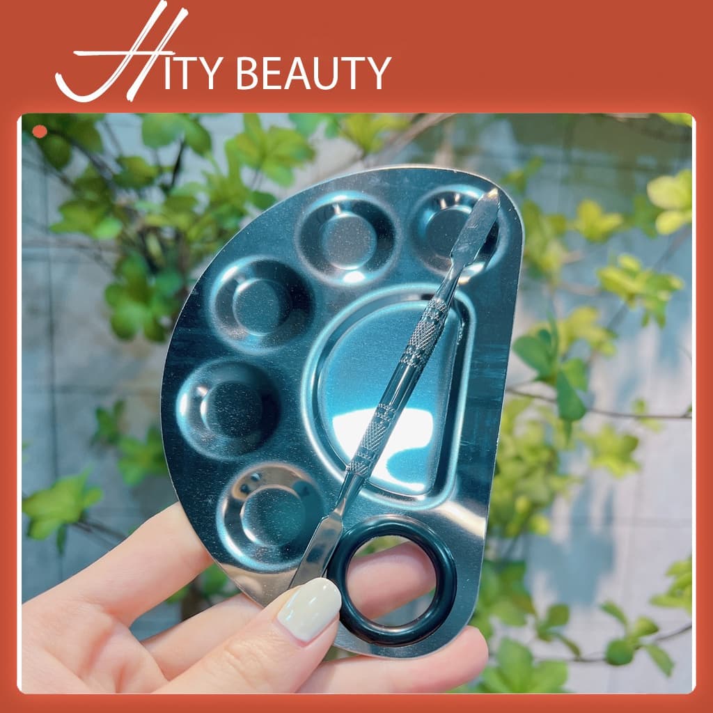 Bảng khay pha kem nền, son môi trang điểm thép không gỉ  tiện lợi, chuyên nghiệp - Hity Beauty