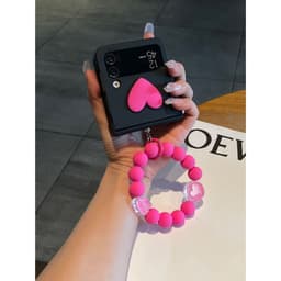 [CÓ SẴN] Nhiều màu - Ốp Z Flip 8 - Flip6 - Z Flip5 - Z Flip7 5G kèm thanh bảo vệ bản lề charm tim và dây phối xinh xắn 8