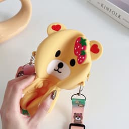Túi đeo chéo silicon lớn hình gấu dâu bong bóng popit thời trang làm quà tặng bạn gái đựng bao lì xì 3