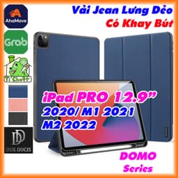 [Chính Hãng DUX DUCIS] Bao Da iPad PRO 12.9" 2020/ M1 2021/ M2 2022 DOMO Series Khay Dẻo Vải Jean Có Khay Bút 1
