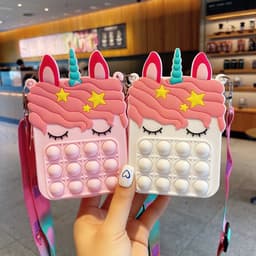 Túi đeo chéo silicon pony kỳ lân bong bóng pop it cho bé gái quà tặng tết đựng bao lì xì, túi tỏi 7