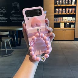 [CÓ SẴN] Nhiều màu - Ốp Z Flip 8 - Flip6 - Z Flip5 - Z Flip7 5G kèm thanh bảo vệ bản lề charm tim và dây phối xinh xắn 2