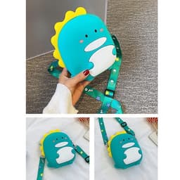 [Mới] Túi xách đeo chéo silicon hình khủng long thời trang dễ thương, có bong bóng pop-it 6