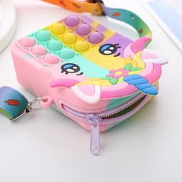 [Mới] Túi xách đeo chéo silicon hình pony unicorn bong bóng pop-it thời trang dễ thương bé gái 3