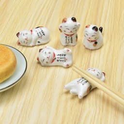 Gác đũa chặn giấy mèo bằng gốm sứ Mèo may mắn Nhật Bản phụ kiện bàn ăn hình thần tài dễ thương 2