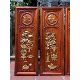 Bộ tranh tứ bình hoàn thiện dát vàng//tranh gỗ treo tường 6
