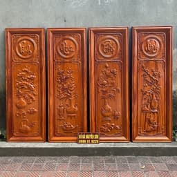Bộ tranh tứ bình hoàn thiện dát vàng//tranh gỗ treo tường 9