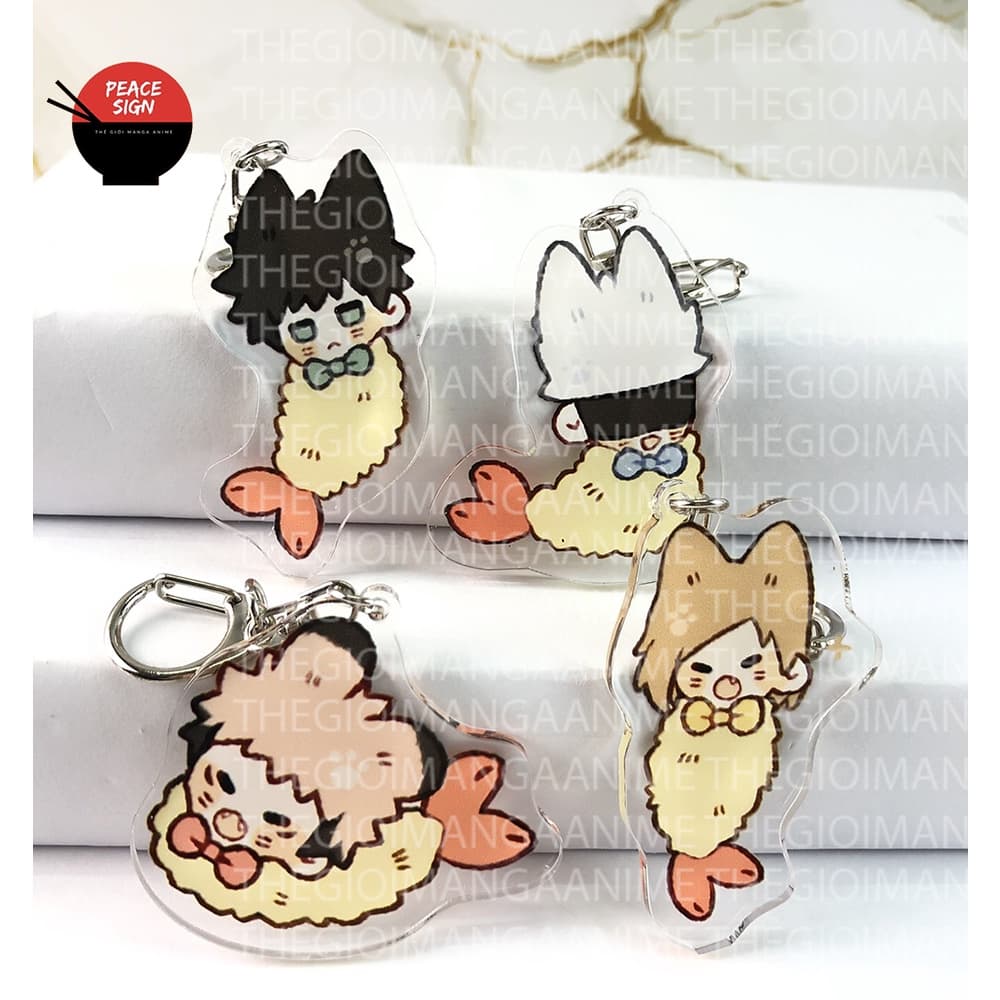 Mua 1 tặng 1 (Mica trong acrylic) Móc khóa JUJUTSU KAISEN ver TÔM CHIÊN - CHÚ THUẬT HỒI CHIẾN dễ thương chibi anime