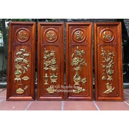 Bộ tranh tứ bình hoàn thiện dát vàng//tranh gỗ treo tường 5