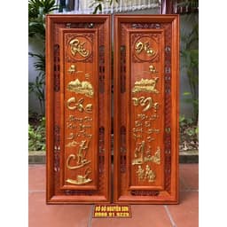 Tranh câu đối cha mẹ gỗ hương treo tường bền đẹp 1