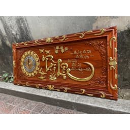 Tranh Đồng Hồ treo tường gỗ hương kích thước 48*108cm 3