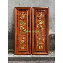 Tranh câu đối cha mẹ gỗ hương treo tường bền đẹp 6