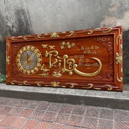 Tranh Đồng Hồ treo tường gỗ hương kích thước 48*108cm 5