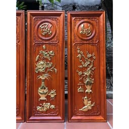 Bộ tranh tứ bình hoàn thiện dát vàng//tranh gỗ treo tường 7