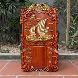 Đốc lịch treo tường gỗ hương đỏ nam phi liền khối dát vàng Dài Loan 3