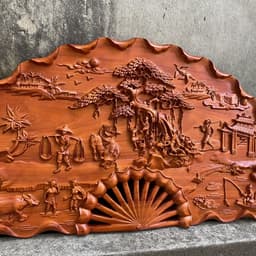Tranh quạt đồng quê sơn pu cao cấp , treo tường phòng khách 4