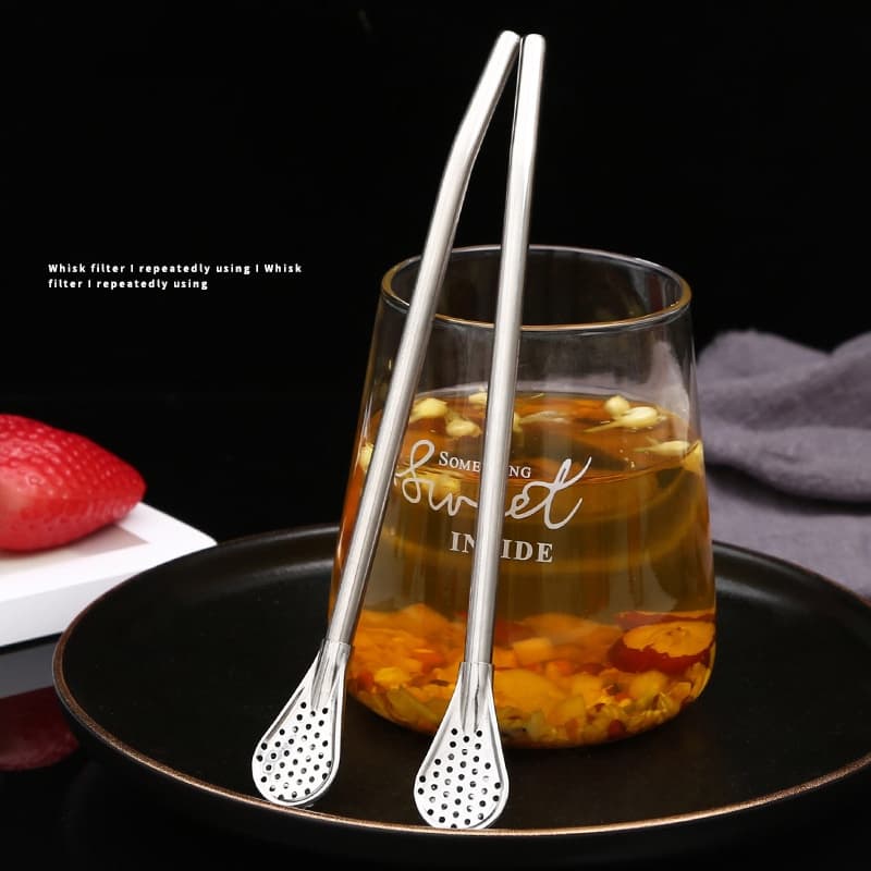 ống hút Đa Năng Kiêm Thìa inox không gỉ 2 trong 1 Tặng kèm cọ rửa  tiện lợi kdn1511