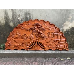 Tranh quạt đồng quê sơn pu cao cấp , treo tường phòng khách 2