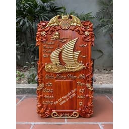 Đốc lịch treo tường gỗ hương đỏ nam phi liền khối dát vàng Dài Loan 1