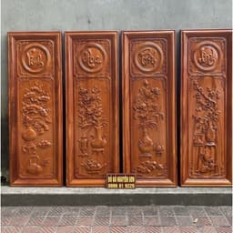 Bộ tranh tứ bình hoàn thiện dát vàng//tranh gỗ treo tường 4