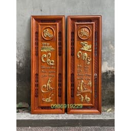 Tranh câu đối cha mẹ gỗ hương treo tường bền đẹp 7