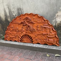 Tranh quạt đồng quê sơn pu cao cấp , treo tường phòng khách 5