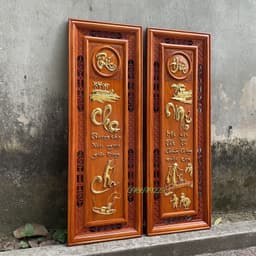 Bộ Tranh Chữ Câu Đối Cha Mẹ 37*107 gỗ hương treo tường 9