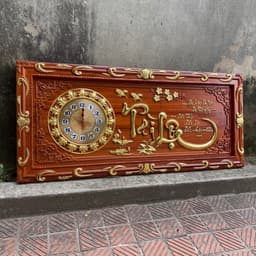 Tranh Đồng Hồ treo tường gỗ hương kích thước 48*108cm 6