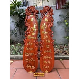 Tranh gỗ Cha mẹ hình trái bầu gỗ hương treo tường 1