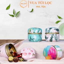 Hộp đựng trà bằng thiếc, hộp trà hình cầu đựng quà bánh kẹo phong cách Nhật Bản họa tiết - HVL TEA 1
