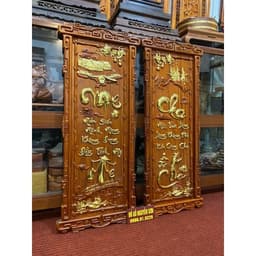 Tranh Gỗ Treo Tường Cha Mẹ khung trạm Dát vàng 3
